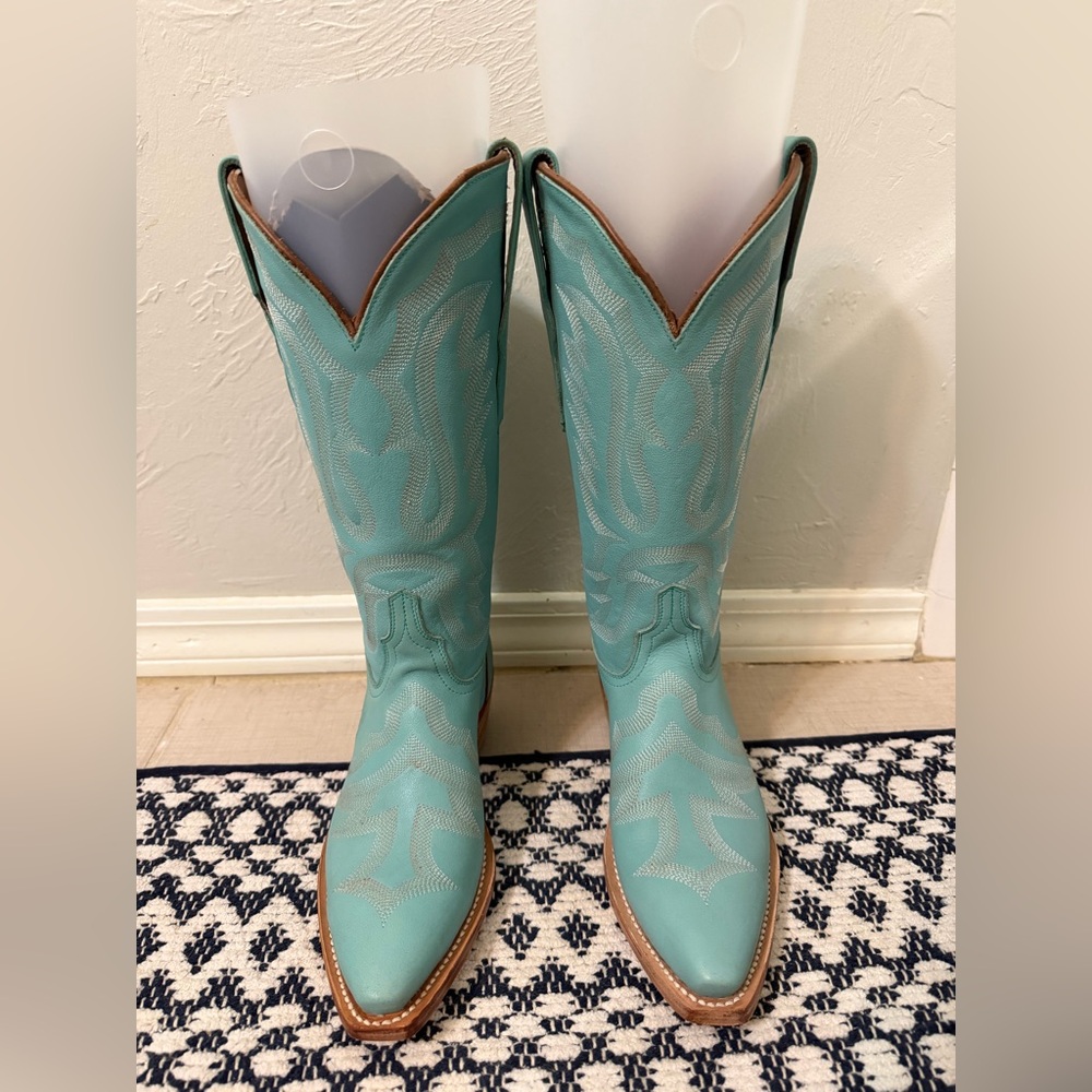 Lucchese 1883 6.5 Women's Turquoise Western Cowboy Boots - Picture 2 of 7